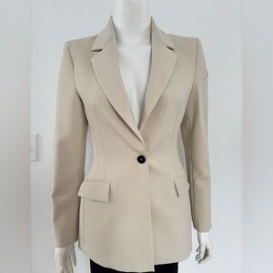 ZARA NEW WOMAN FITTED BUTTONED TAILORED BLAZER ECRU S